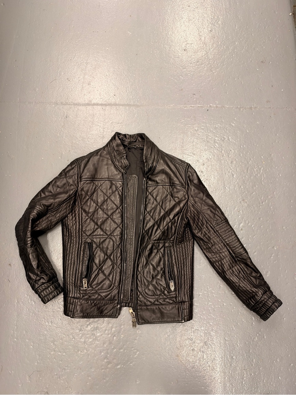 Men's Black Quilted Leather Jacket - Classic Biker Style